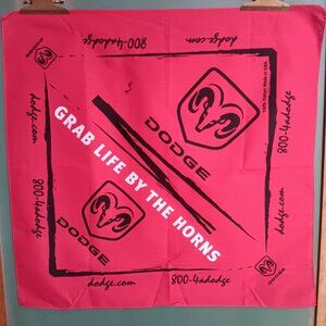 Vintage Dodge Ram Trucks Hanky Bandana Scarf Red Black Cotton USA 21x20 New
